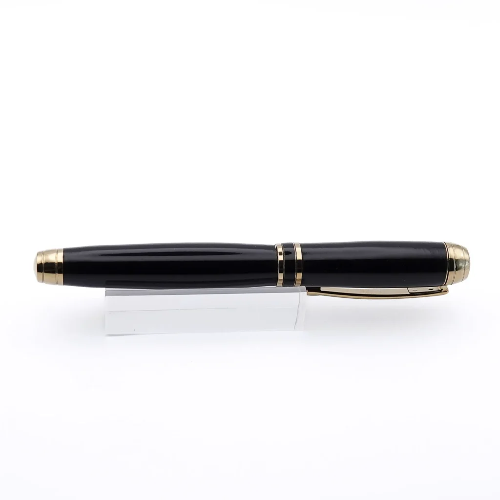 Black Luxury Pen with Titanium Gold and Black Chrome Fittings (1174)