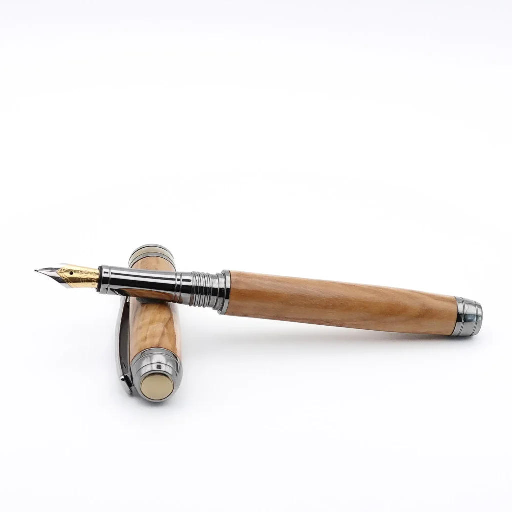 Luxury Olive Fountain Pen with Black Titanium and Titanium Gold Fittings (1176)
