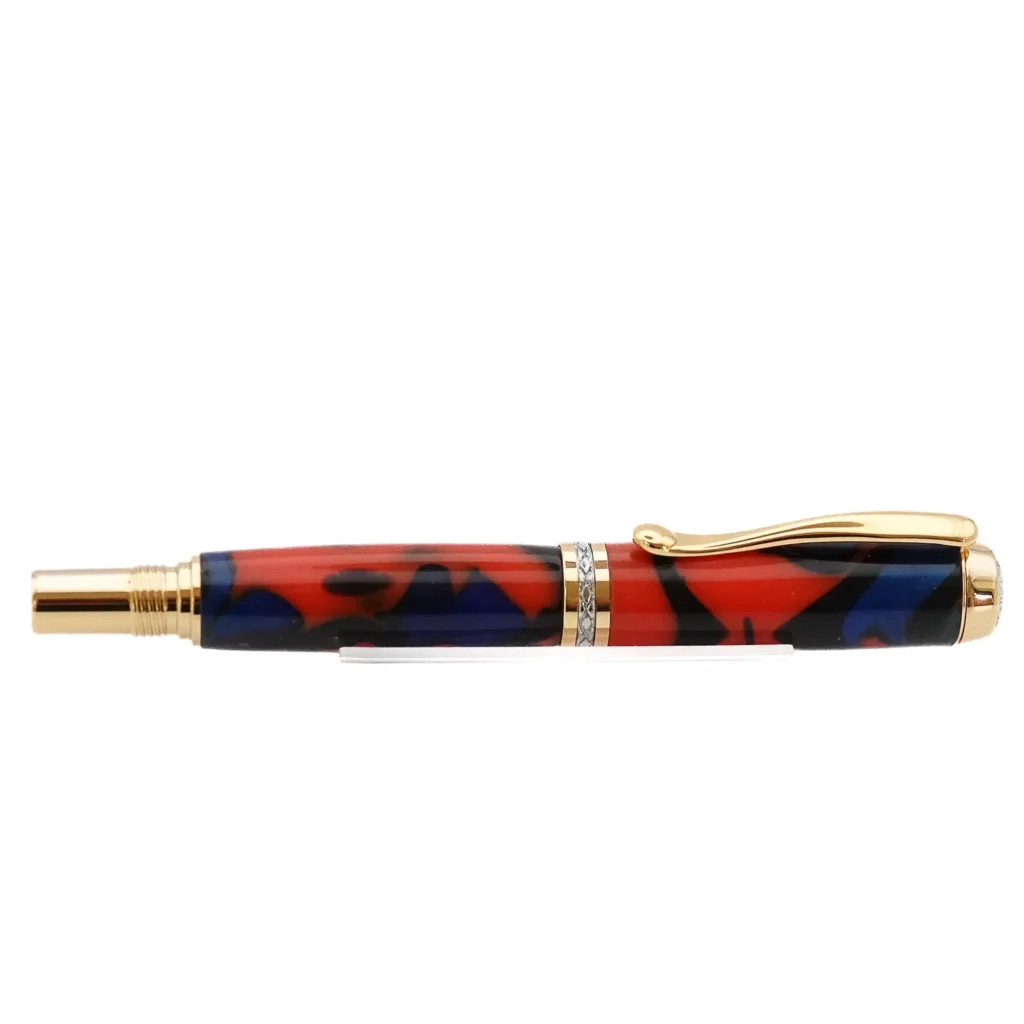 Red and Blue Fountain Pen with Gold and Chrome Fittings (1185)