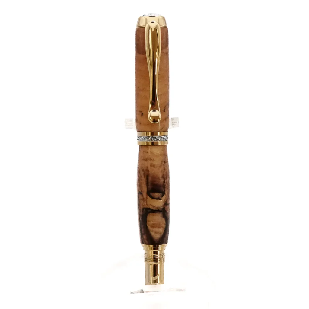 Spalted Beech Fountain Pen with Gold and Chrome Fittings (1186)