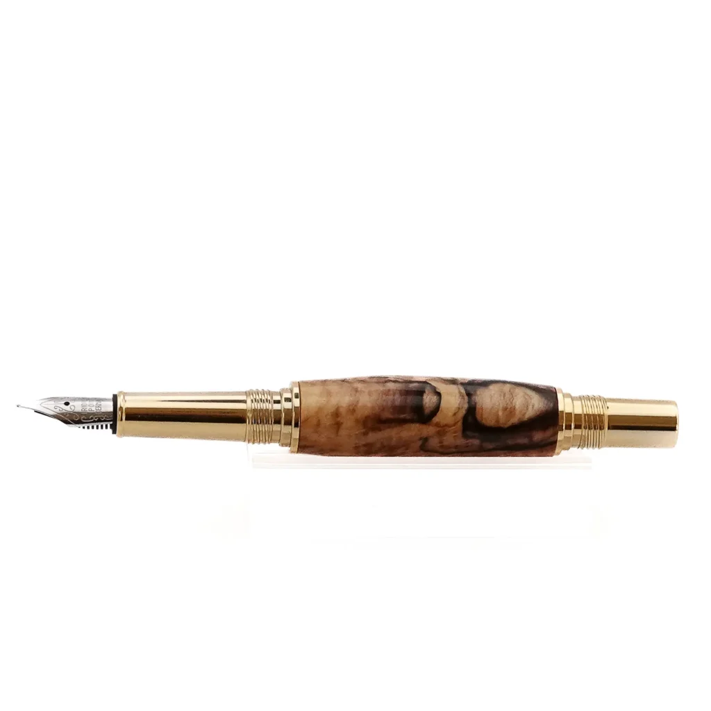 Spalted Beech Fountain Pen with Gold and Chrome Fittings (1186)