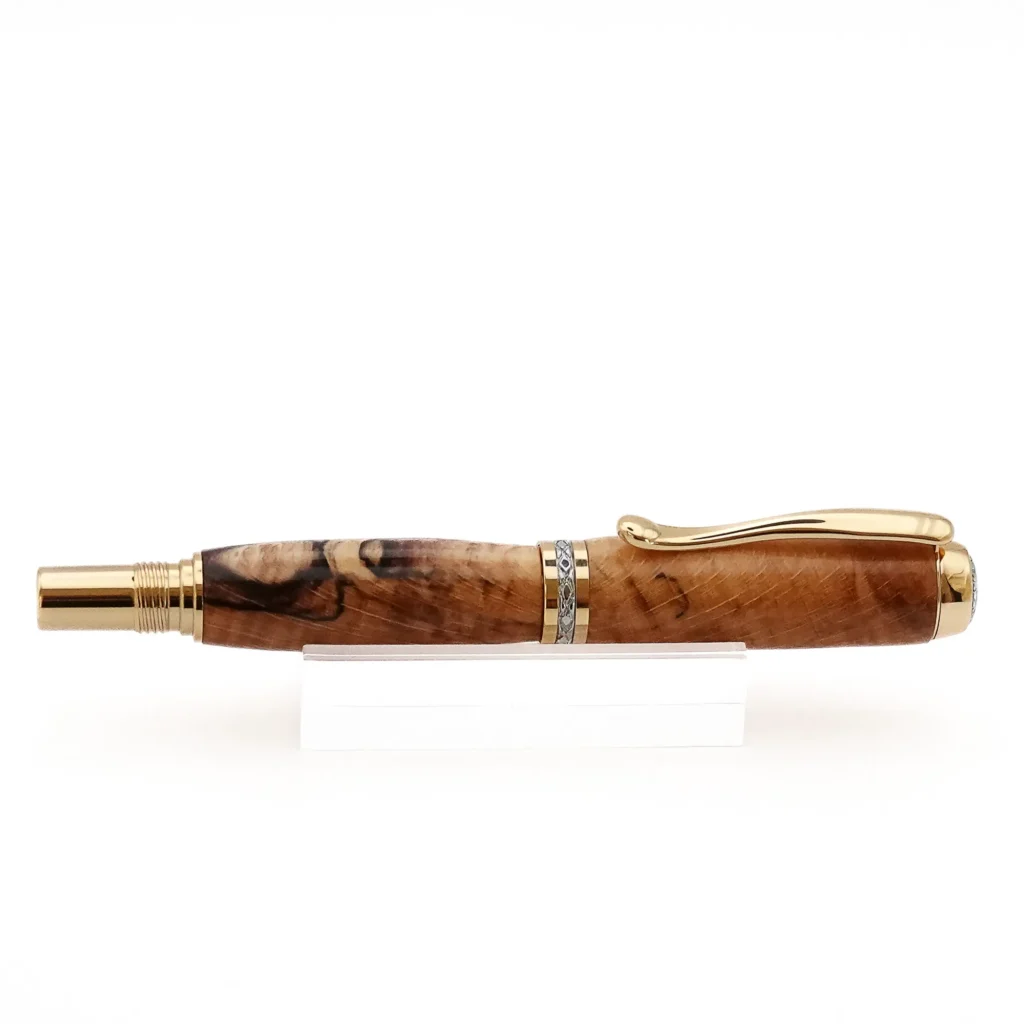 Spalted Beech Fountain Pen with Gold and Chrome Fittings (1186)