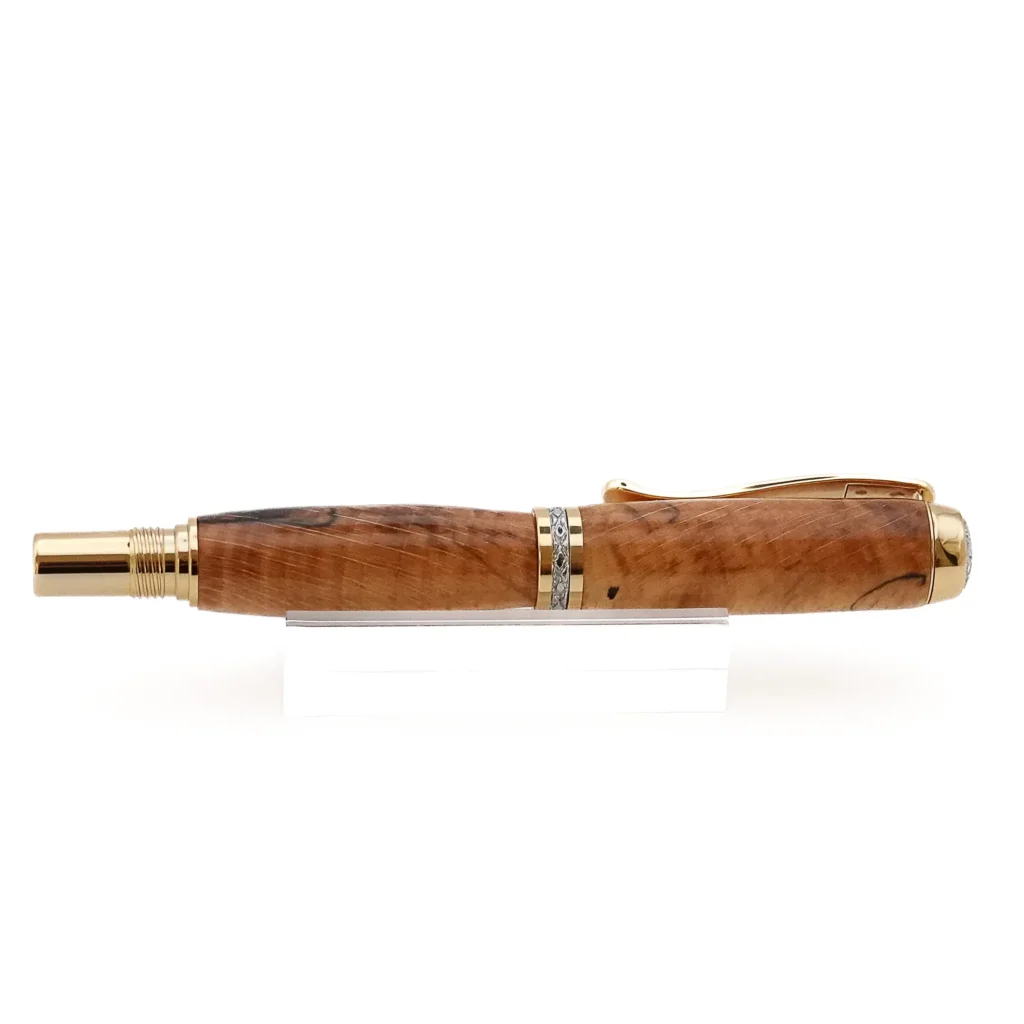 Spalted Beech Fountain Pen with Gold and Chrome Fittings (1186)