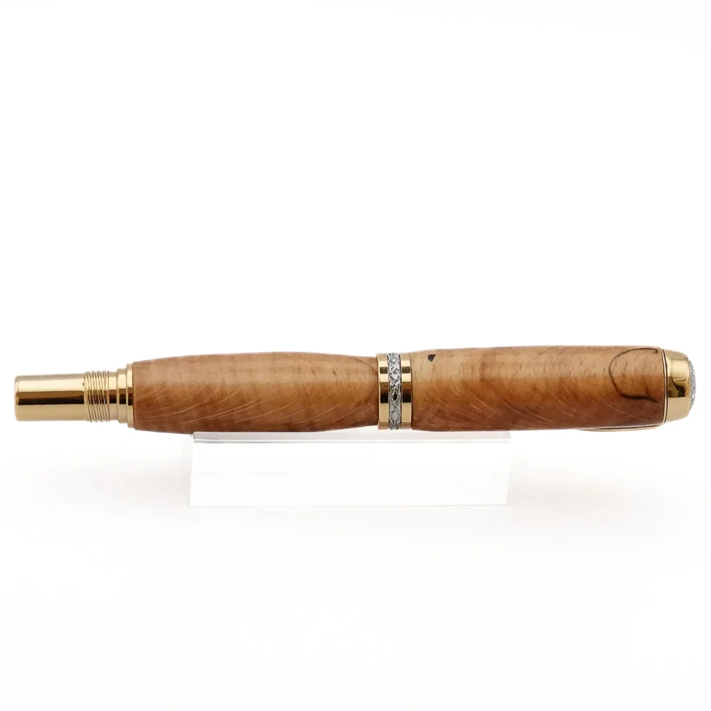 Spalted Beech Fountain Pen with Gold and Chrome Fittings (1186)