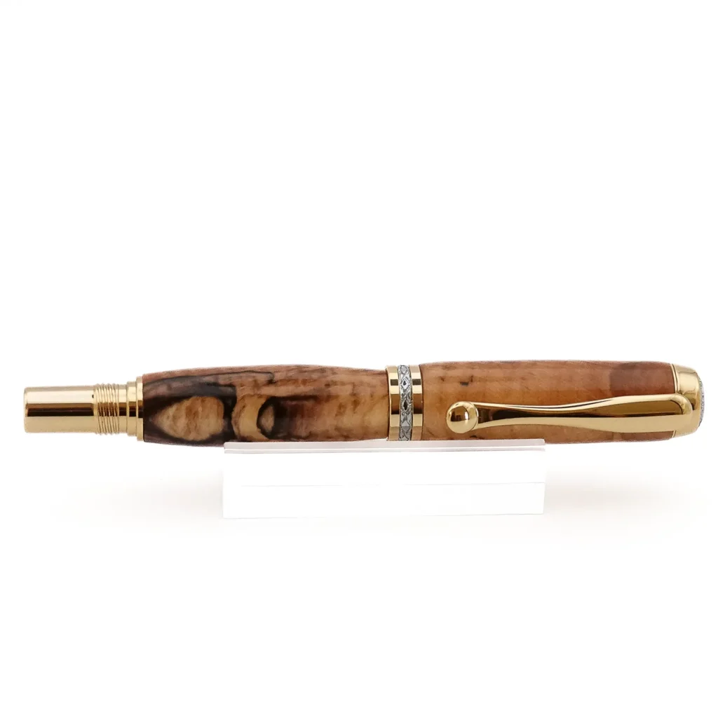 Spalted Beech Fountain Pen with Gold and Chrome Fittings (1186)