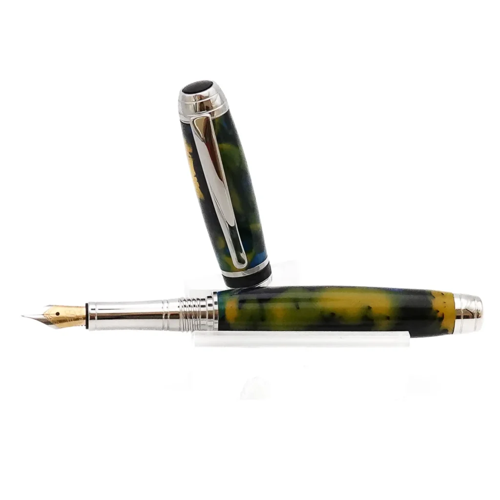 Multicoloured Fountain Pen with Rhodium and Black Chrome (1187)