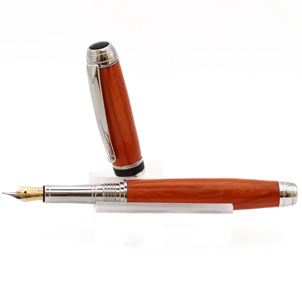 Padauk Fountain Pen With Rhodium and Black Chrome (1188)