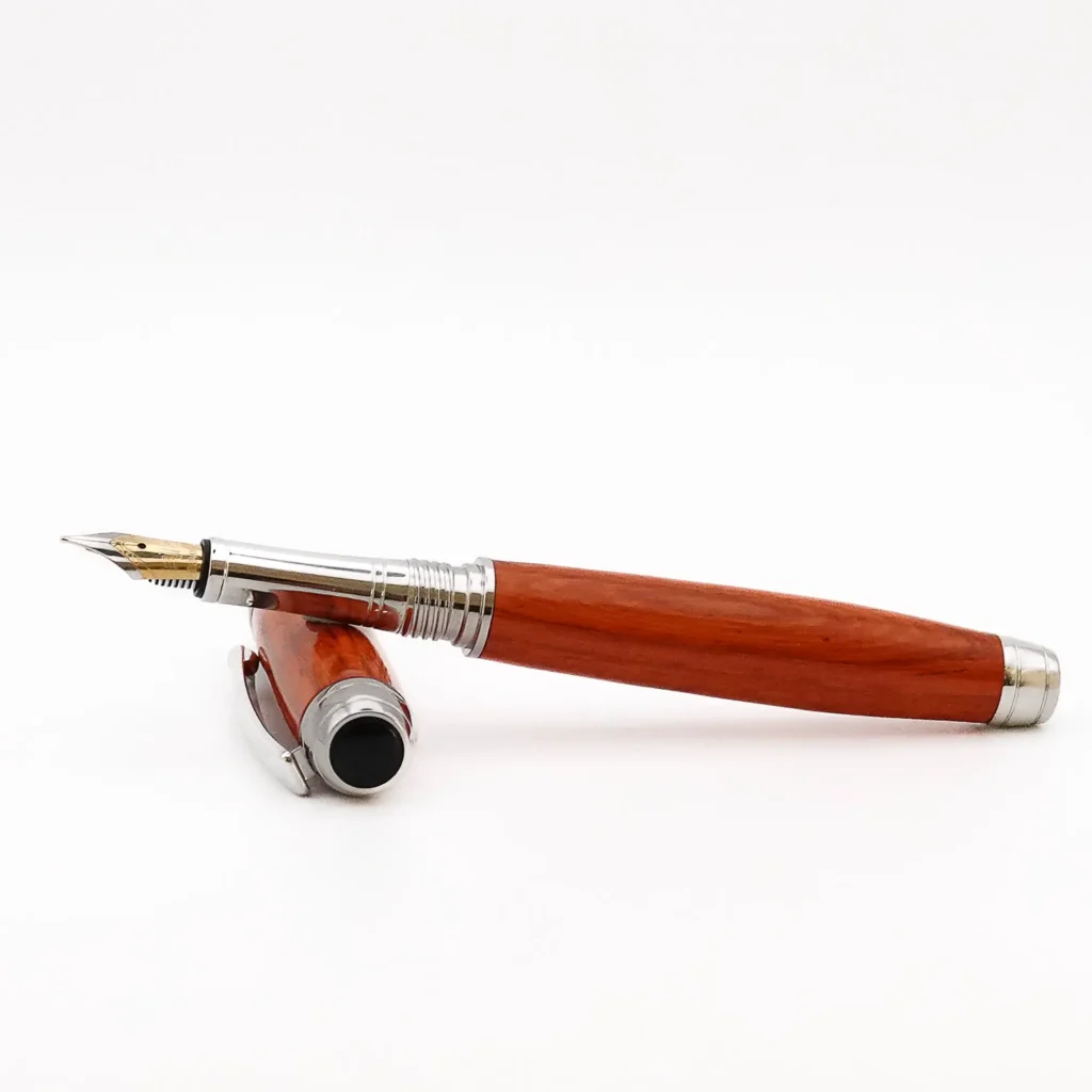 Padauk Fountain Pen With Rhodium and Black Chrome (1188)