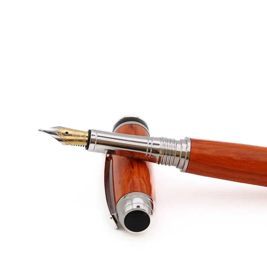 Padauk Fountain Pen With Rhodium and Black Chrome (1188)