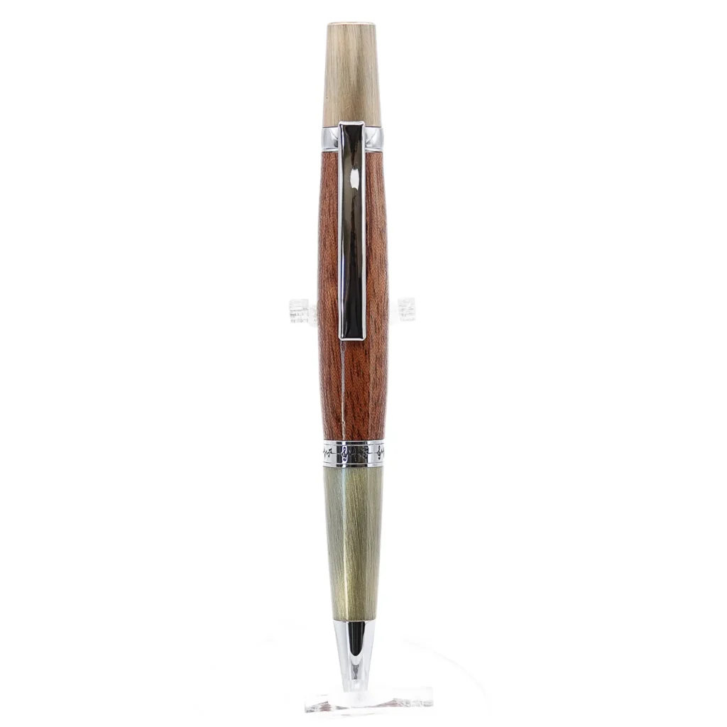 Utile Ballpoint Pen with Chrome and Brushed Antiqued Gold Fittings (454)