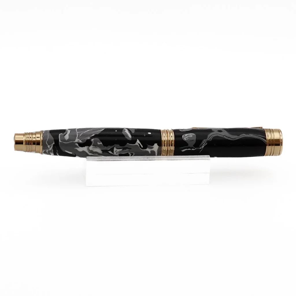 Black, Grey and White Fountain Pen with Gold Plated Fittings (1201)