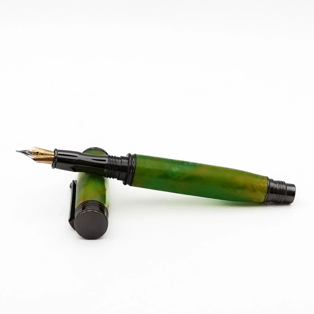 Green and Yellow Fountain Pen with Gun Metal Fittings (1203)