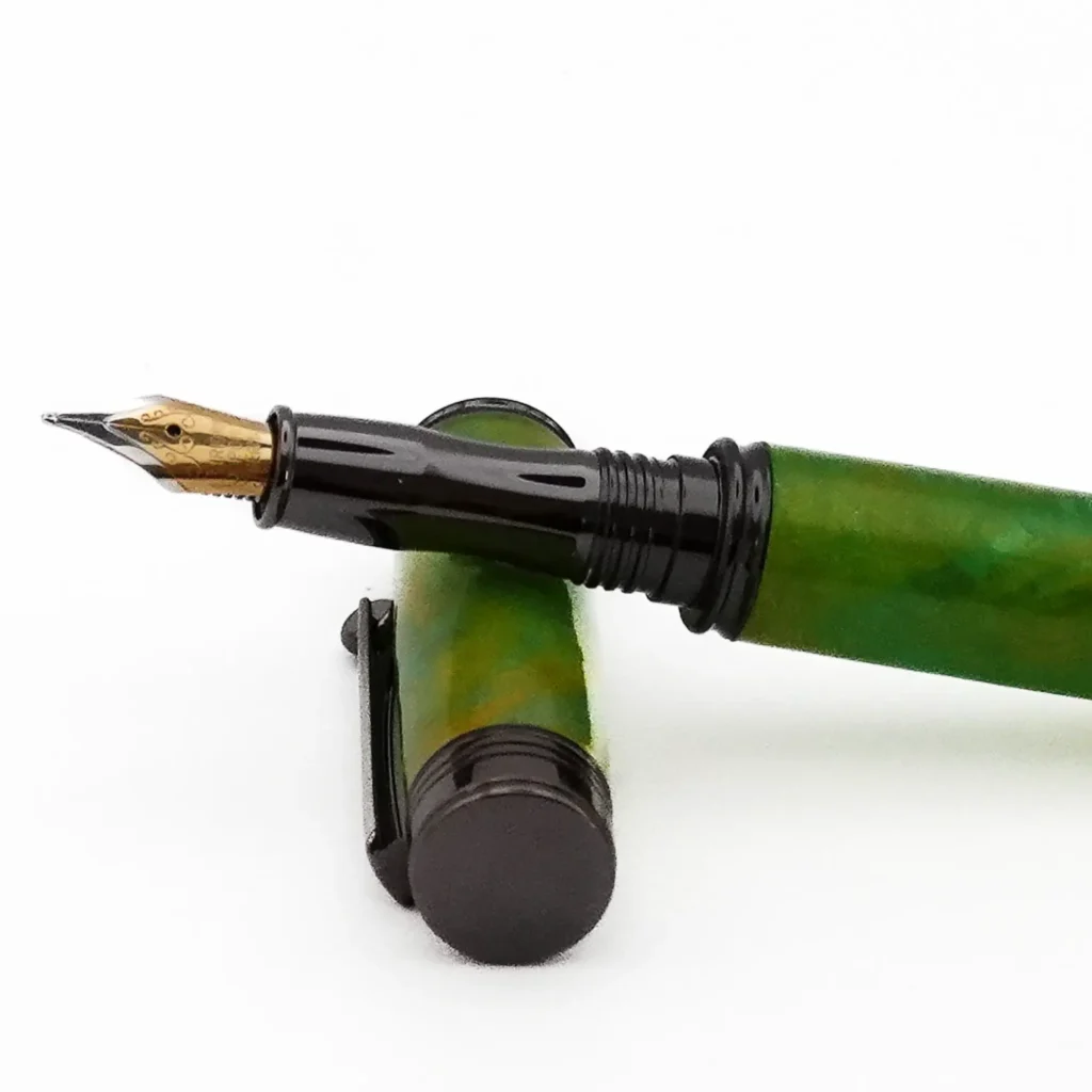 Green and Yellow Fountain Pen with Gun Metal Fittings (1203)
