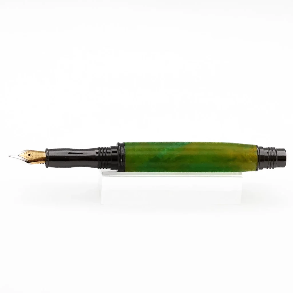 Green and Yellow Fountain Pen with Gun Metal Fittings (1203)