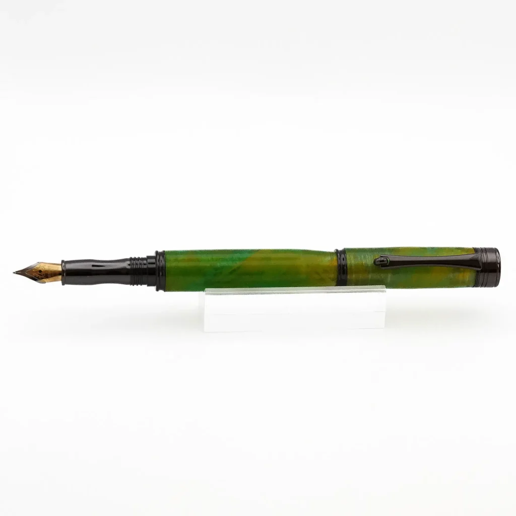 Green and Yellow Fountain Pen with Gun Metal Fittings (1203)