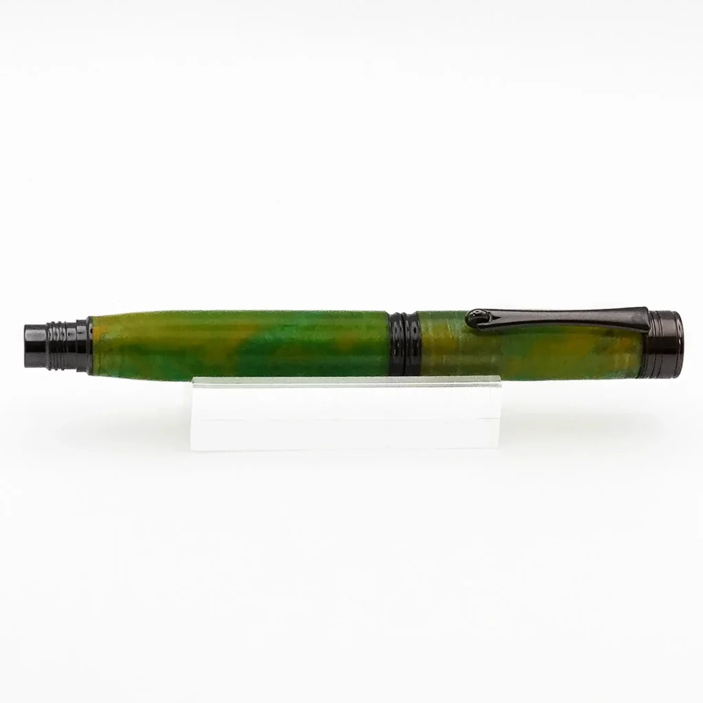 Green and Yellow Fountain Pen with Gun Metal Fittings (1203)