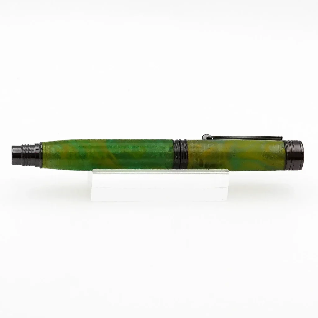 Green and Yellow Fountain Pen with Gun Metal Fittings (1203)