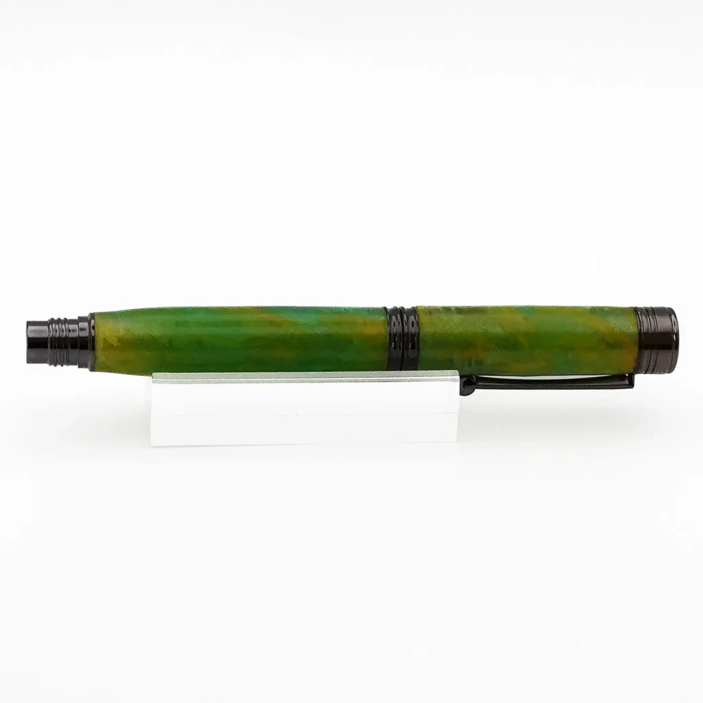 Green and Yellow Fountain Pen with Gun Metal Fittings (1203)