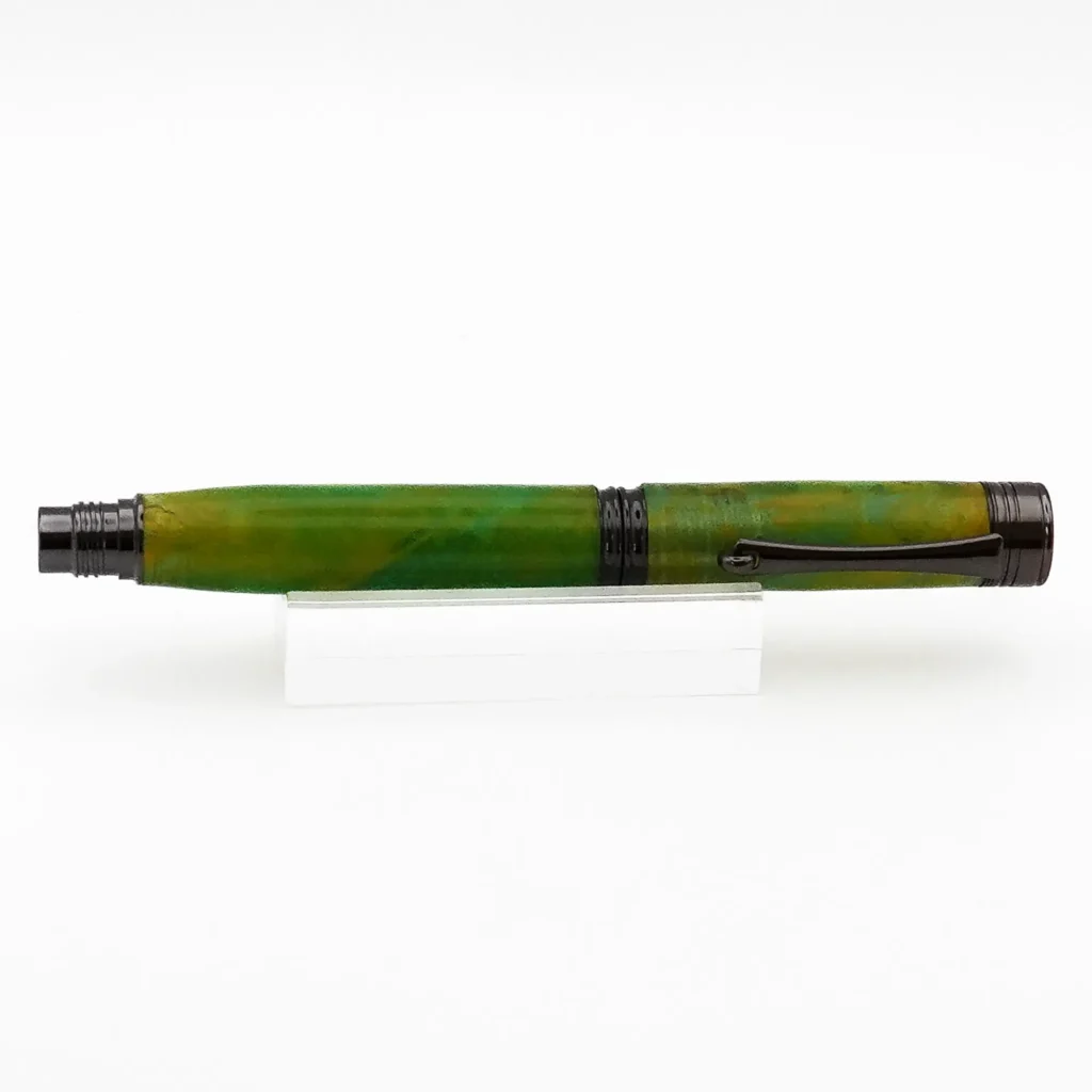 Green and Yellow Fountain Pen with Gun Metal Fittings (1203)