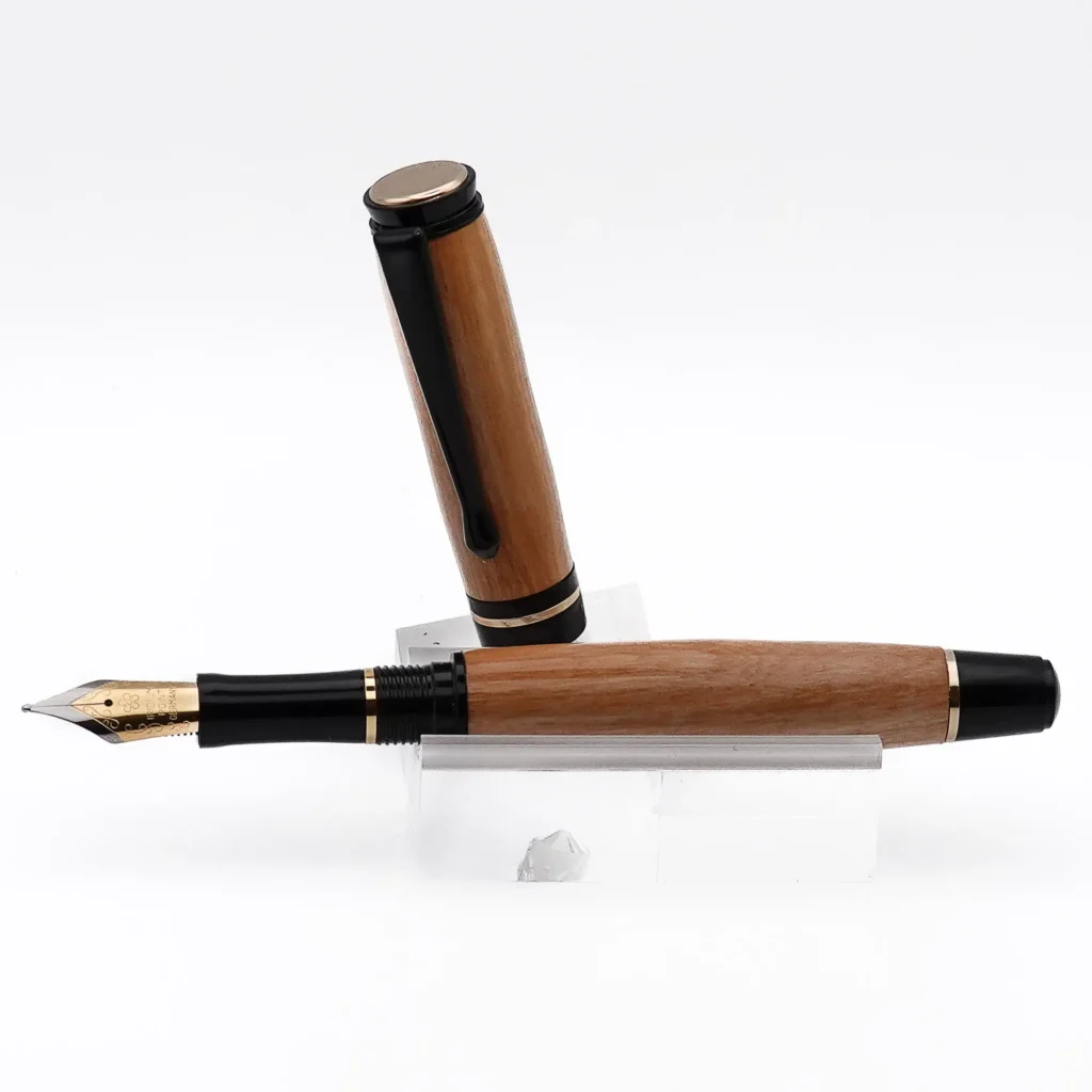 Mid Range Fountain Pen in Olive with Black and Gold Fittings (1212)