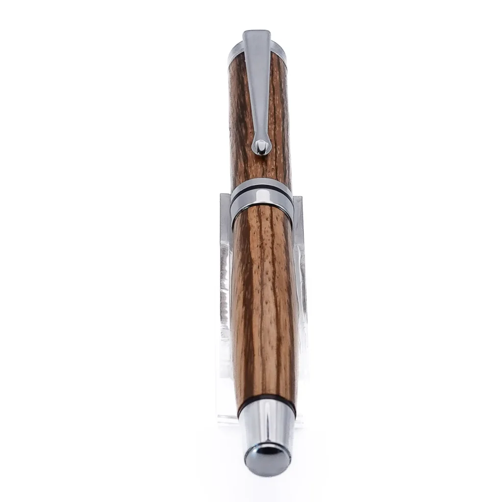 Zebrano Mid-Range Fountain Pen with Chrome and Black Fittings (1213)