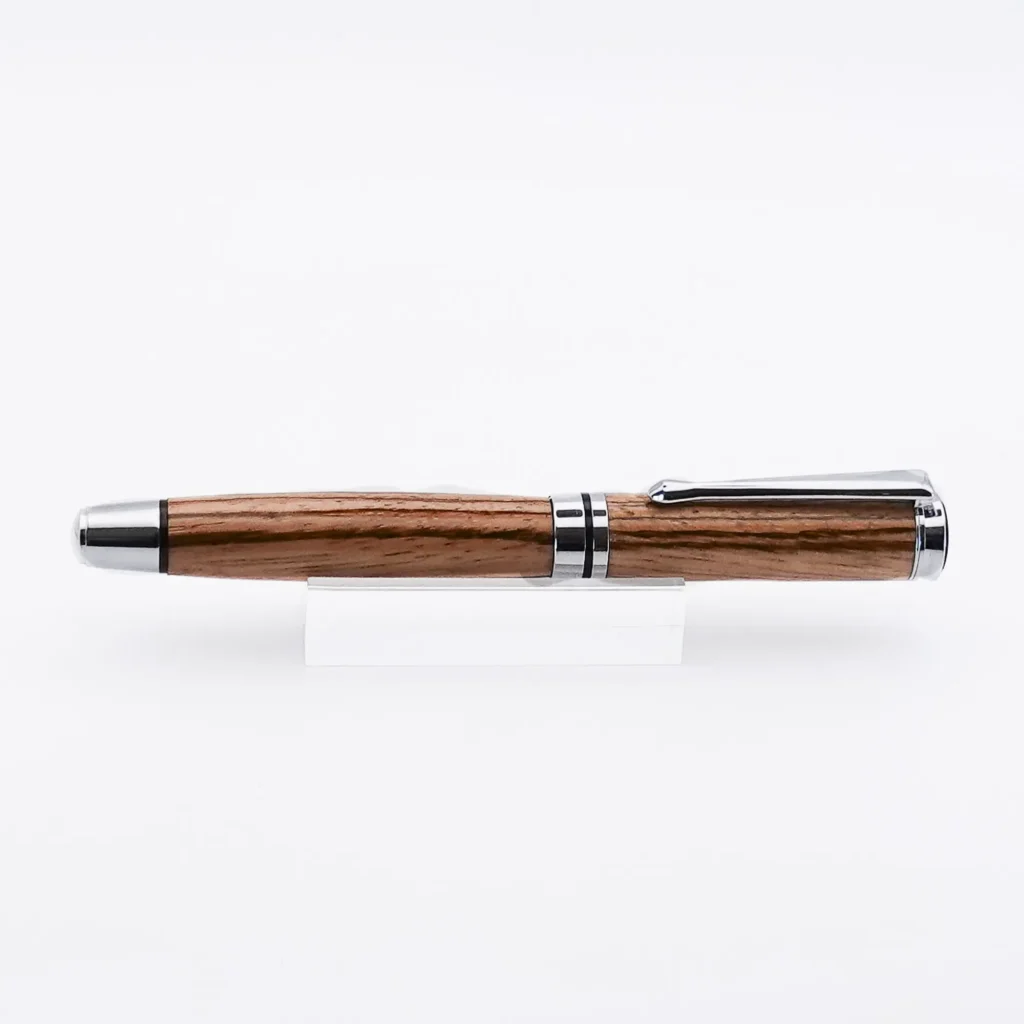 Zebrano Mid-Range Fountain Pen with Chrome and Black Fittings (1213)