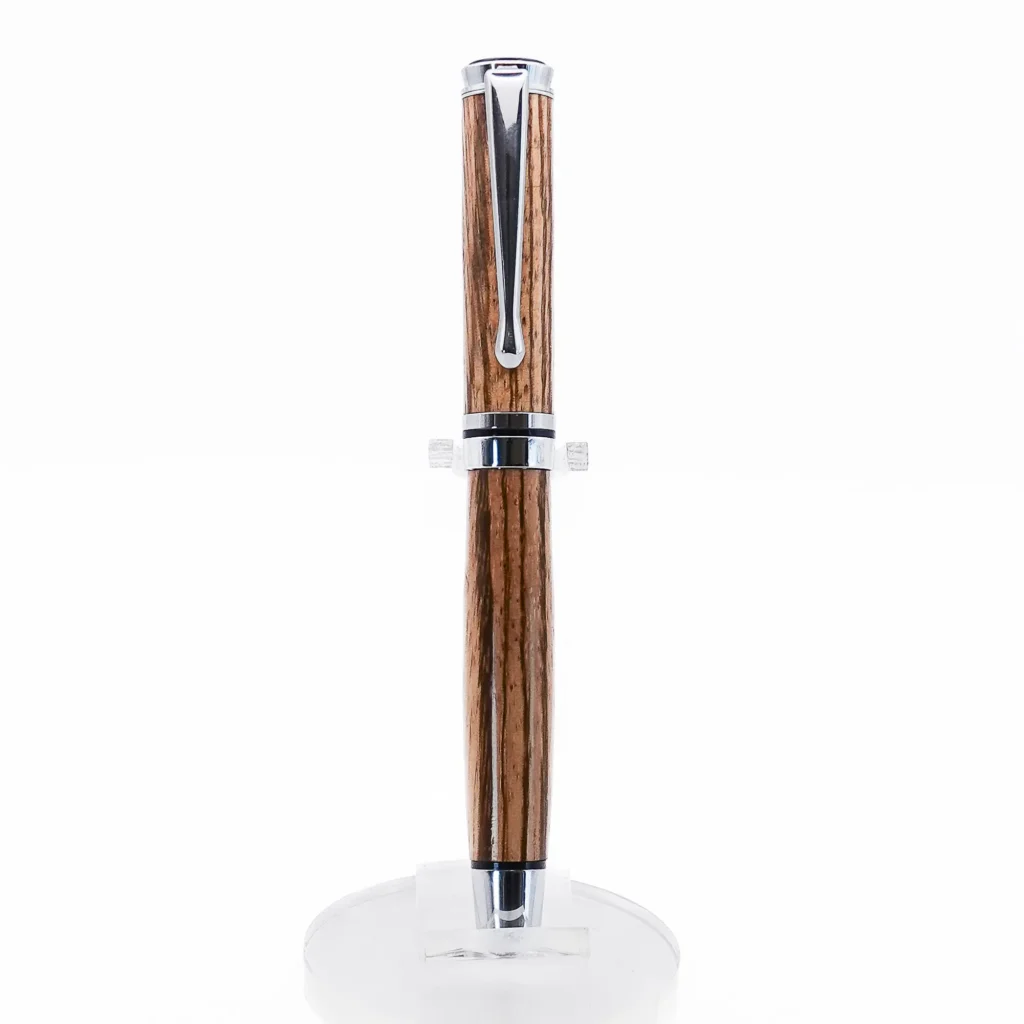 Zebrano Mid-Range Fountain Pen with Chrome and Black Fittings (1213)