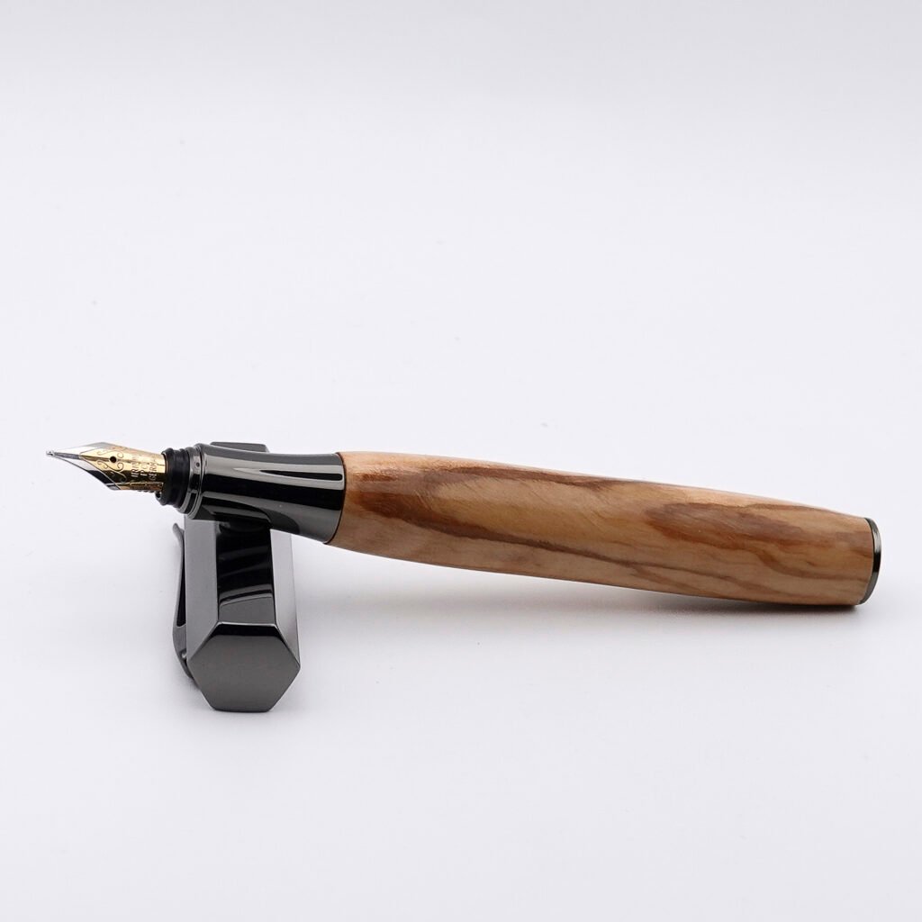 Olive Fountain Pen with Gun Metal Fittings (1215)