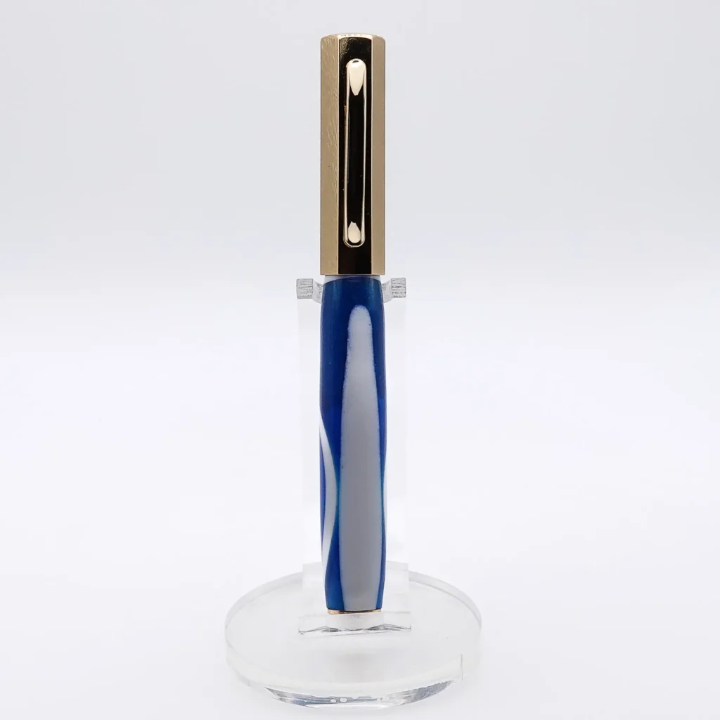 Blue and White Fountain Pen with Gold Plated Fittings (1216)