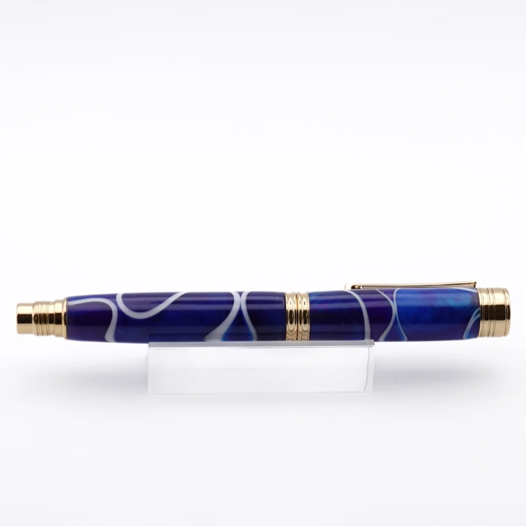 1222 Blue, Purple and White Fountain Pen with Gold Plated Fittings