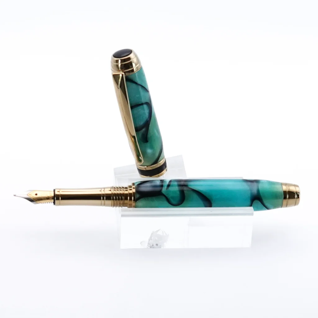 Multicoloured Luxury Fountain Pen with Titanium Gold and Black Chrome Fittings (1223)