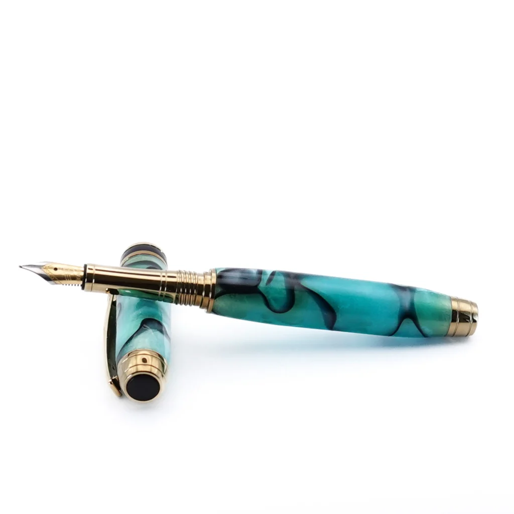 Multicoloured Luxury Fountain Pen with Titanium Gold and Black Chrome Fittings (1223)