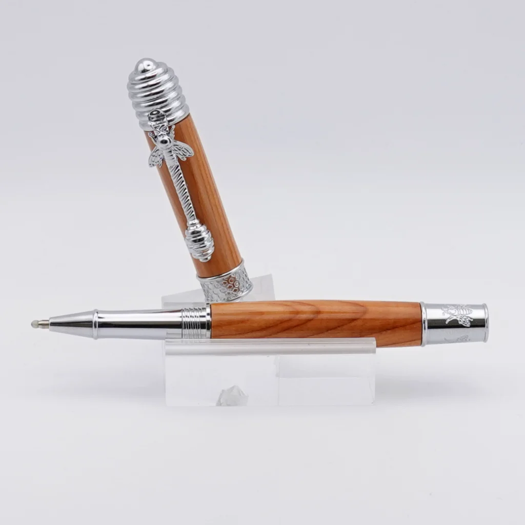 Yew Honeybee Rollerball Pen with Chrome Plated Fittings (1227)