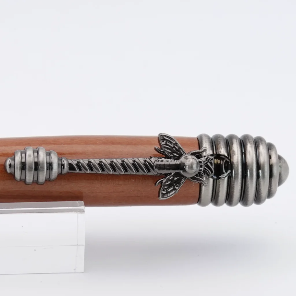 Pear Wood Honeybee Fountain Pen with Gun Metal Plated Fittings (1228)