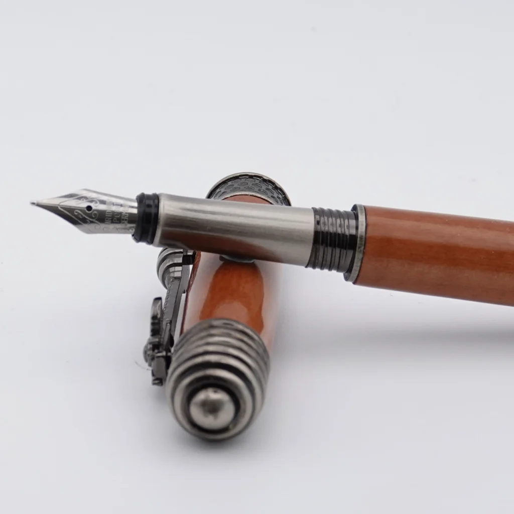 Pear Wood Honeybee Fountain Pen with Gun Metal Plated Fittings (1228)