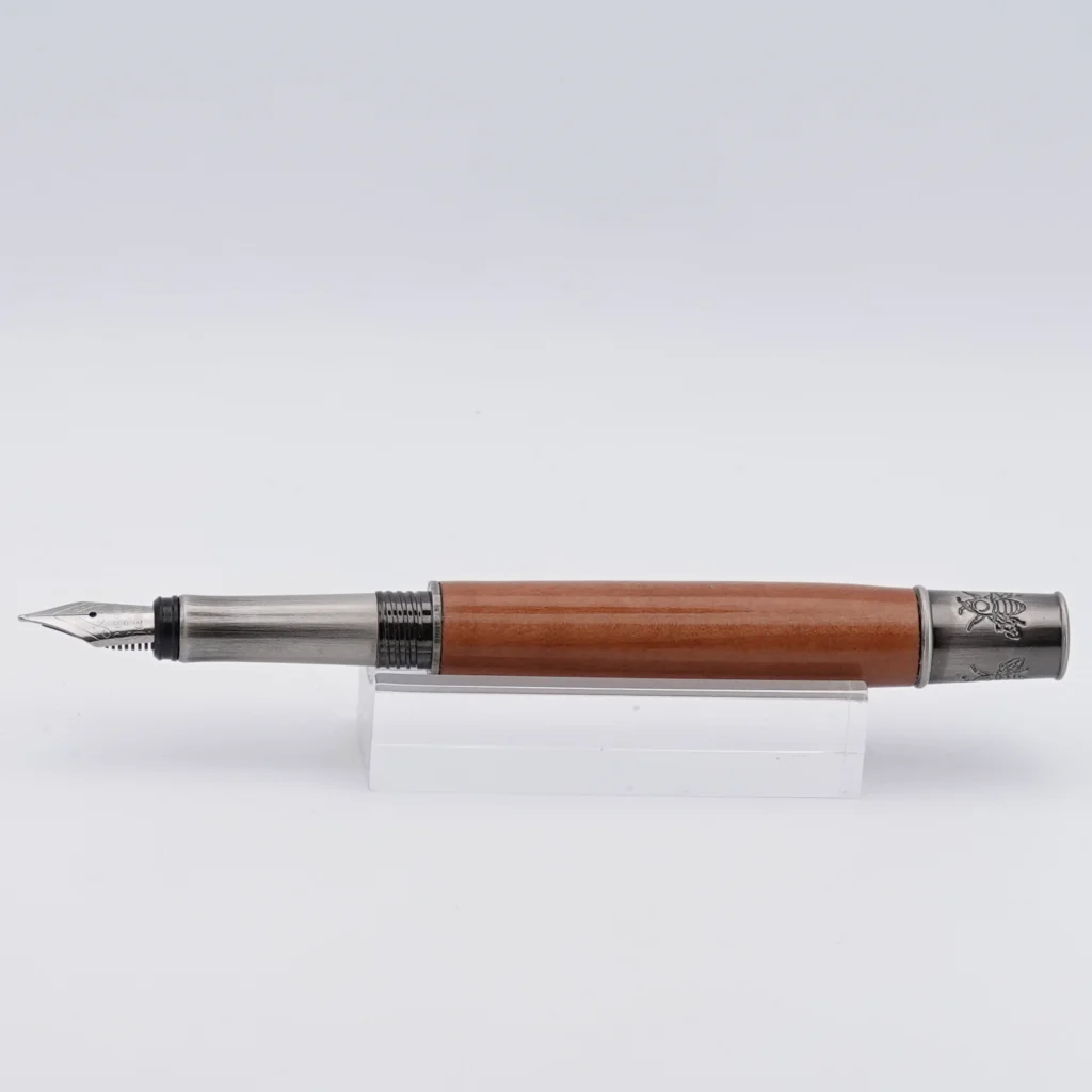 Pear Wood Honeybee Fountain Pen with Gun Metal Plated Fittings (1228)