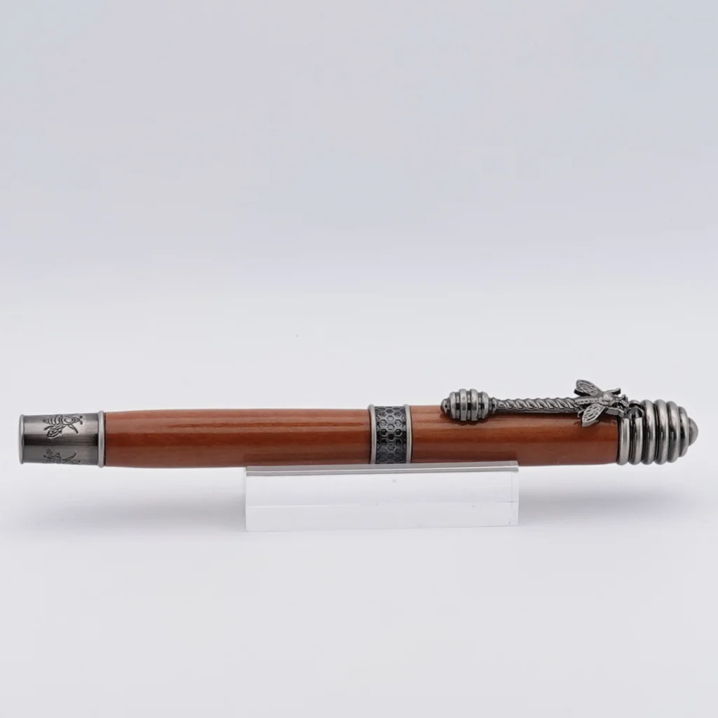 Pear Wood Honeybee Fountain Pen with Gun Metal Plated Fittings (1228)