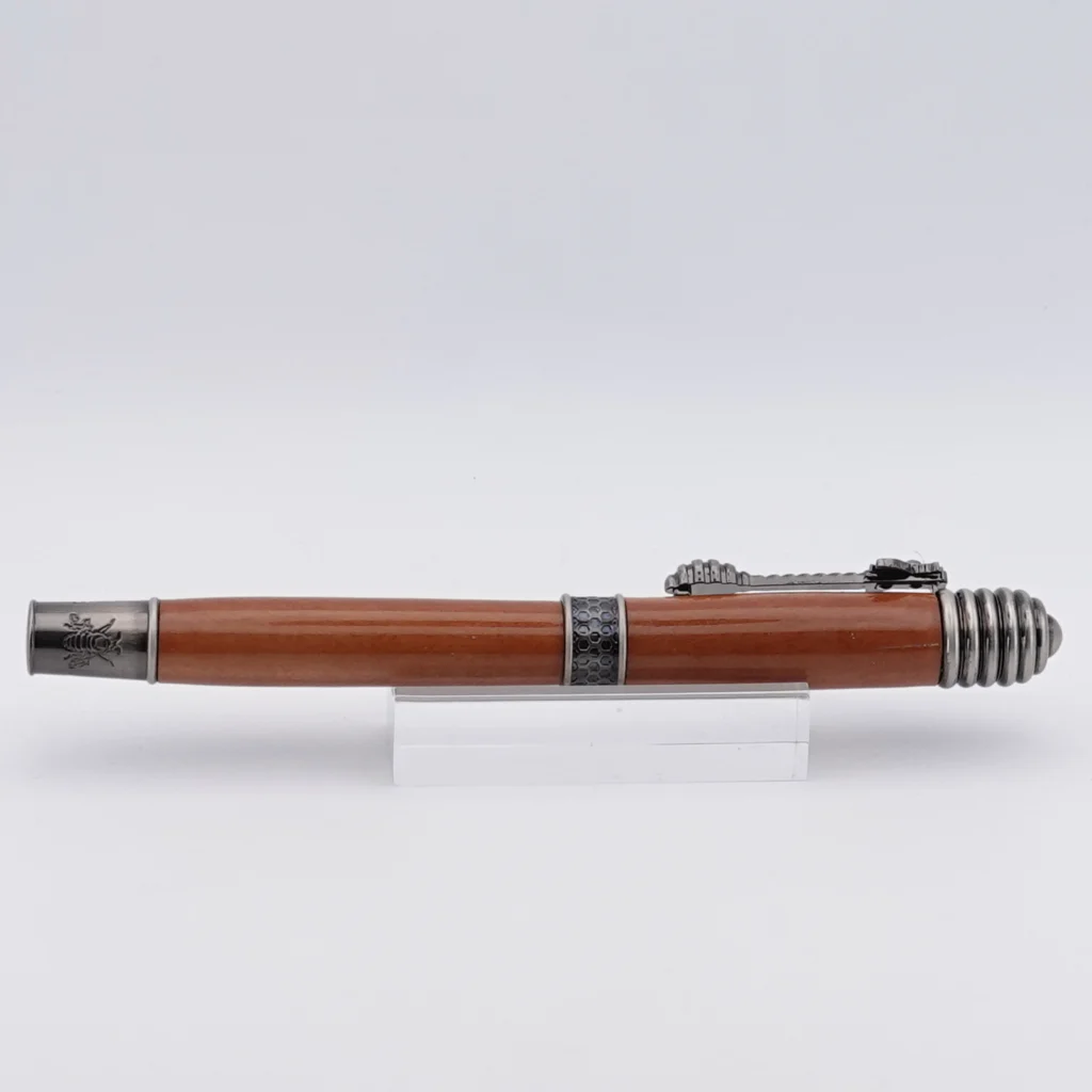Pear Wood Honeybee Fountain Pen with Gun Metal Plated Fittings (1228)