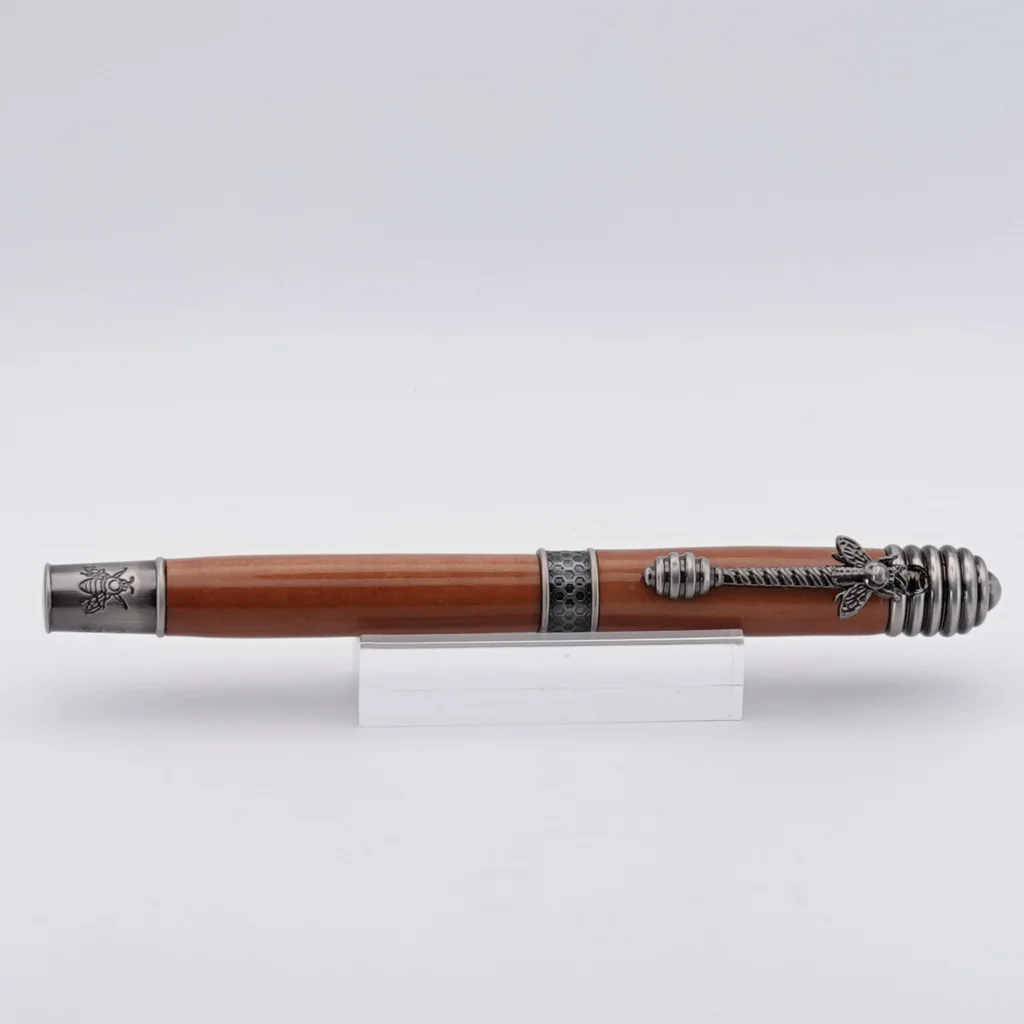 Pear Wood Honeybee Fountain Pen with Gun Metal Plated Fittings (1228)