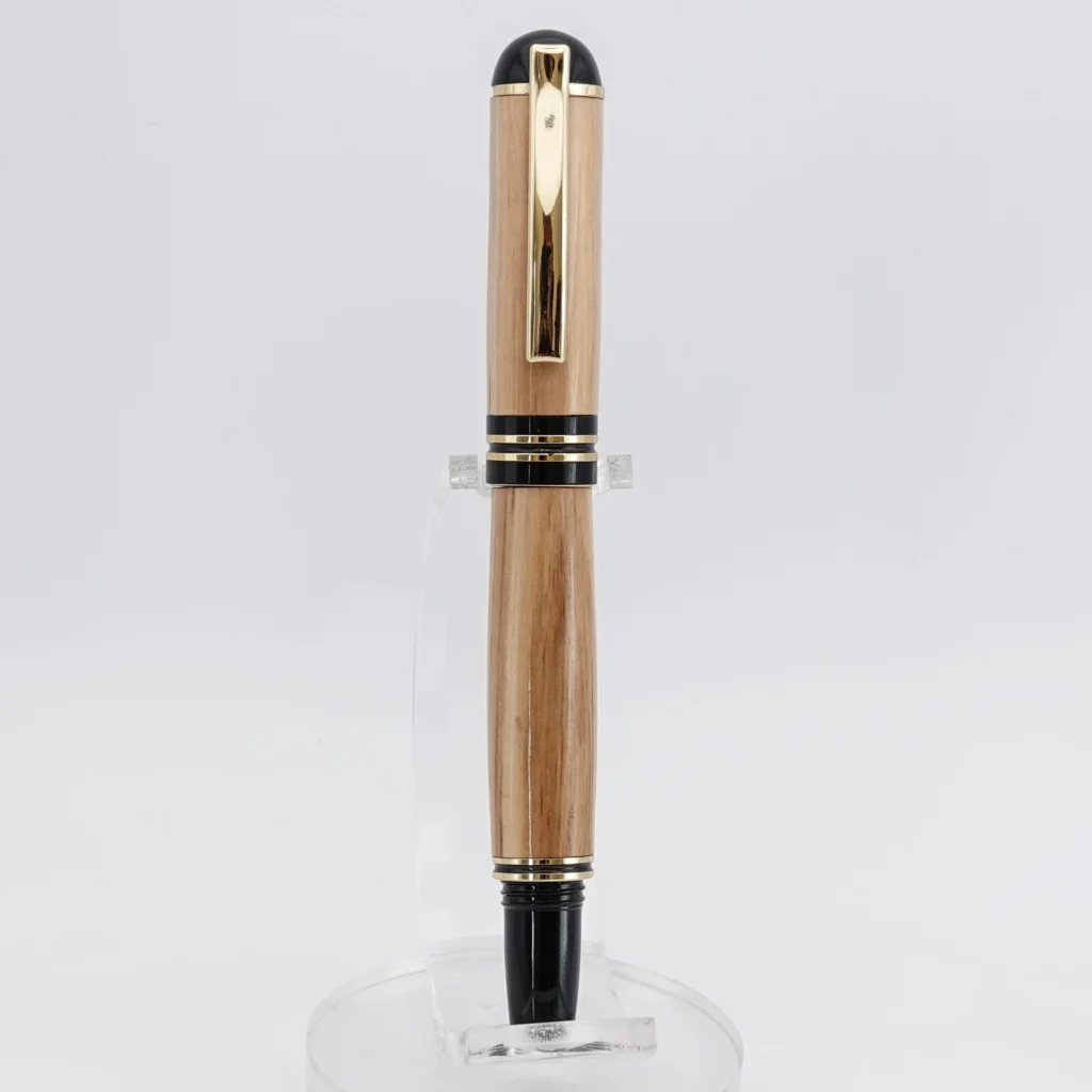 Olive Fountain Pen with Black and Gold Plated Fittings
