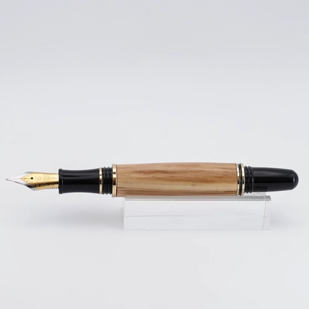 Olive Fountain Pen with Black and Gold Plated Fittings