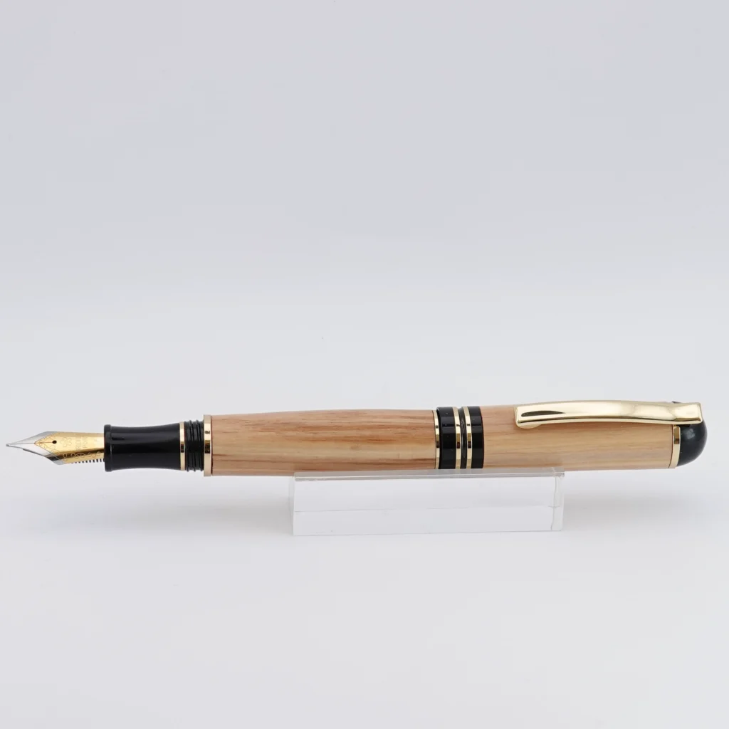 Olive Fountain Pen with Black and Gold Plated Fittings