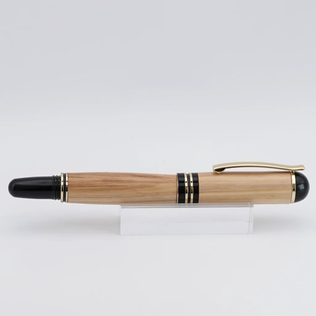 Olive Fountain Pen with Black and Gold Plated Fittings