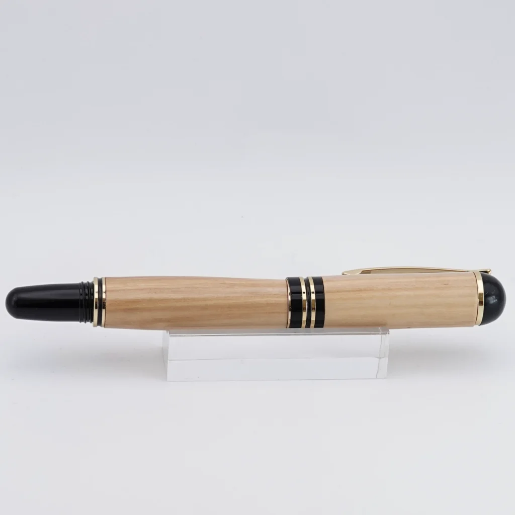 Olive Fountain Pen with Black and Gold Plated Fittings