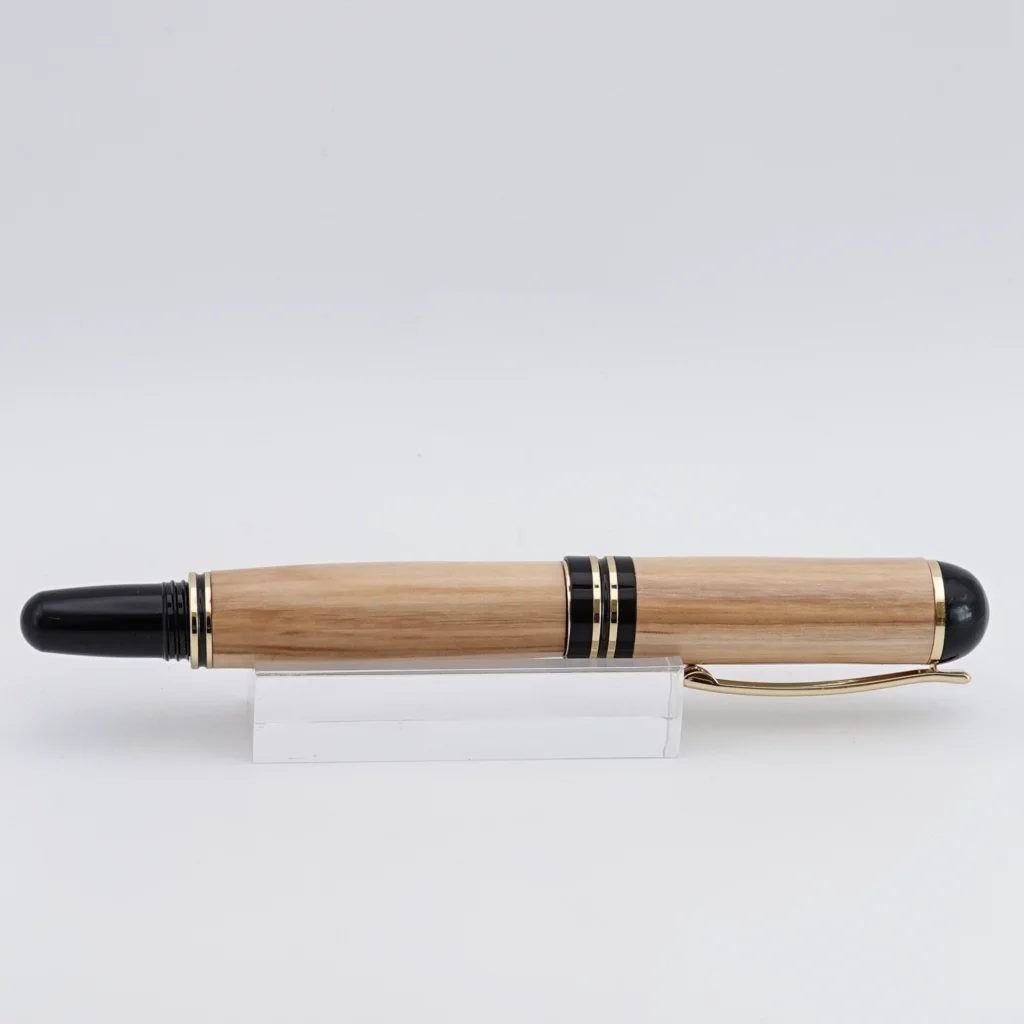Olive Fountain Pen with Black and Gold Plated Fittings