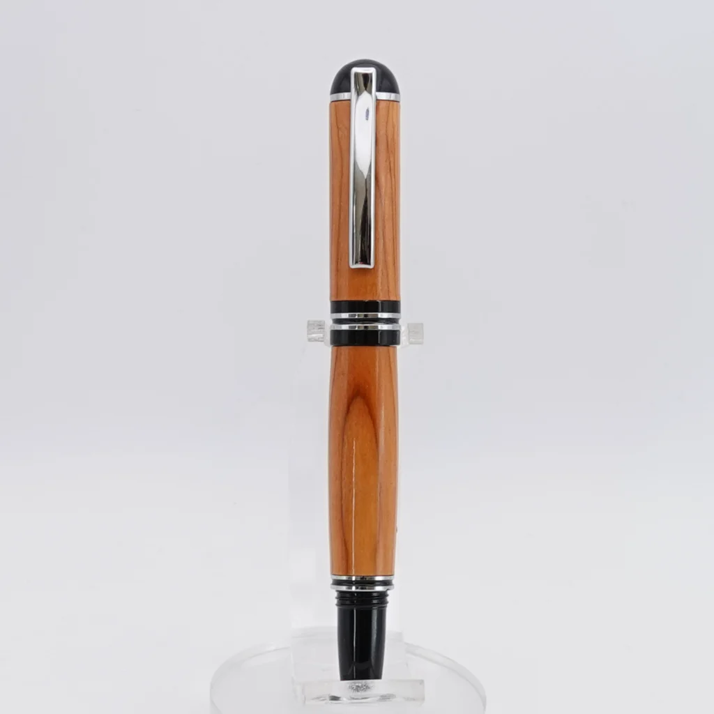 Yew Fountain Pen with Black and Chrome Fittings