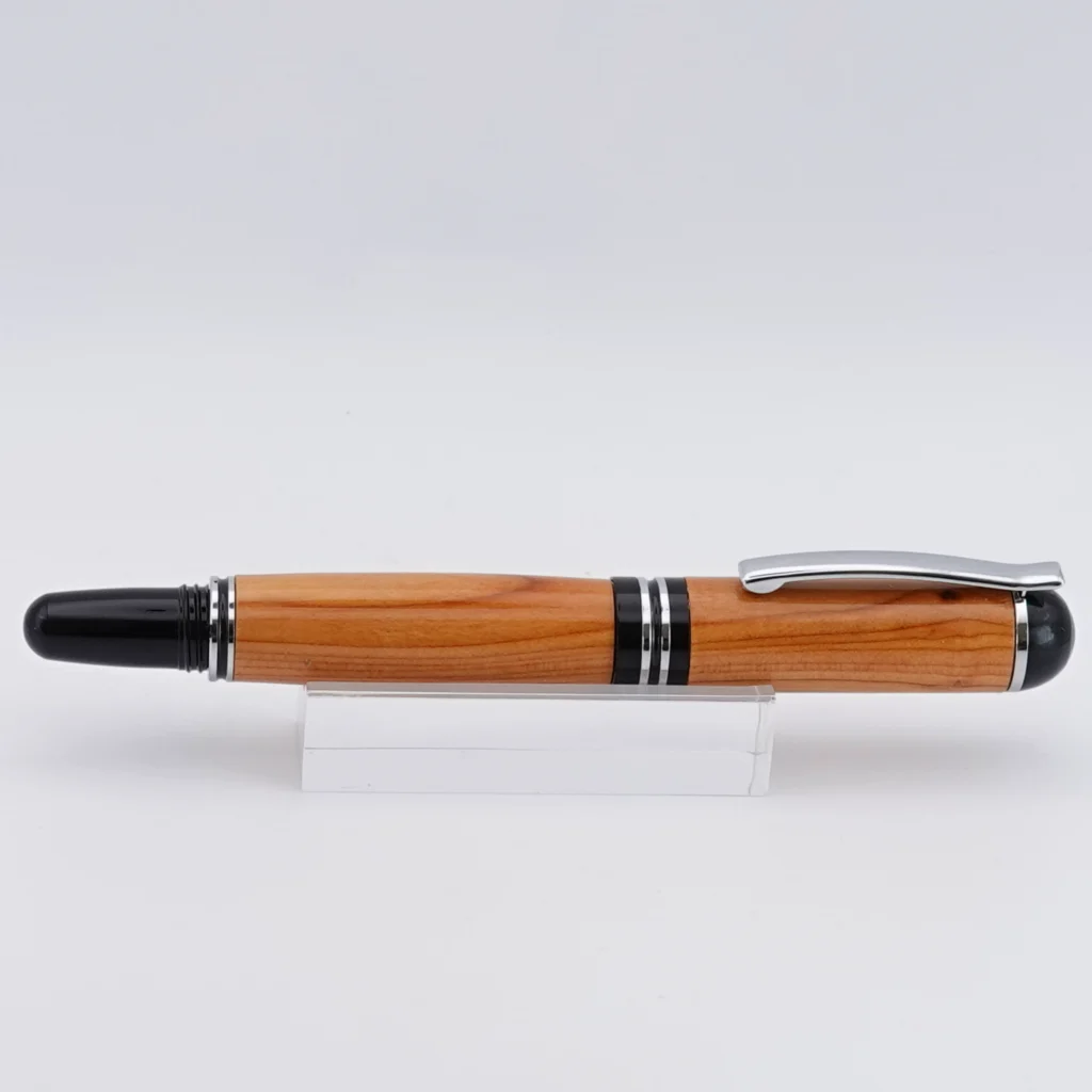 Yew Fountain Pen with Black and Chrome Fittings