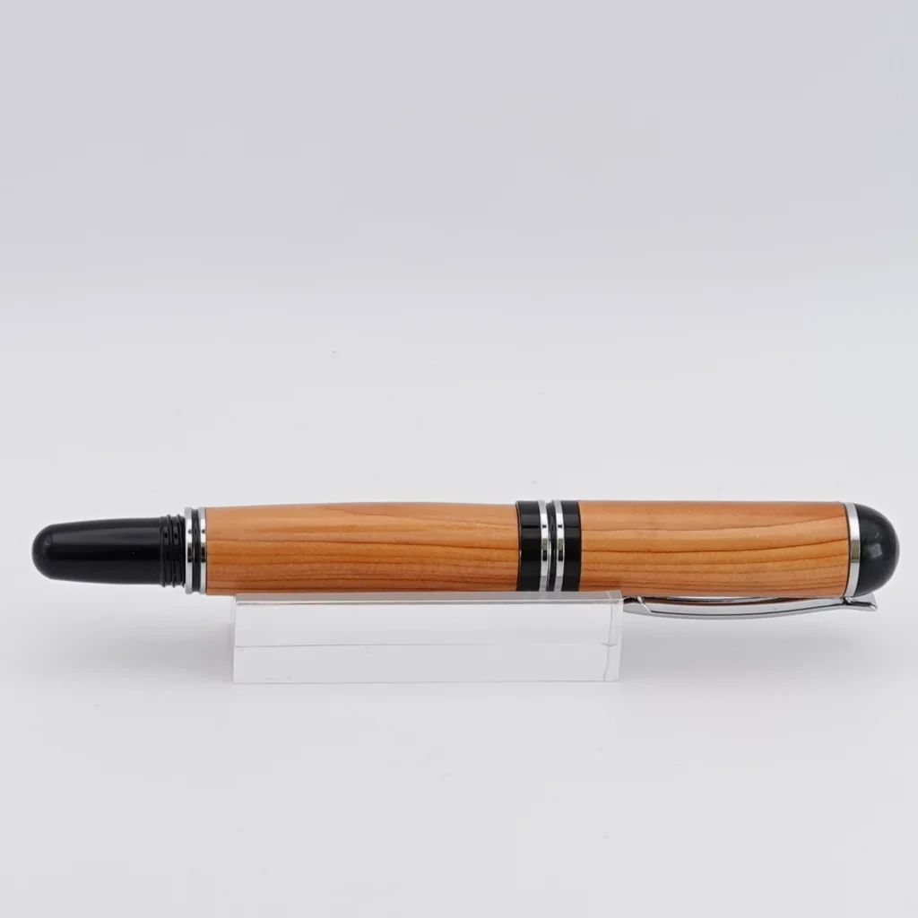 Yew Fountain Pen with Black and Chrome Fittings