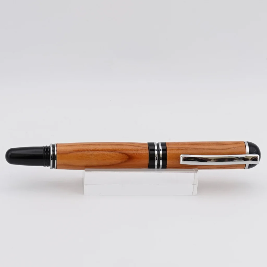 Yew Fountain Pen with Black and Chrome Fittings