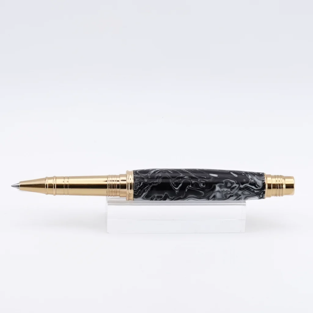 Black and White Rollerball Rollerball Pen with Gold Plated Fittings (1242)